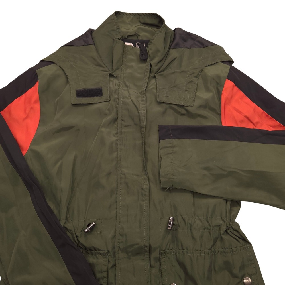 New Look Sport Olive Green Anorak Hooded Jacket Drawstring Waist Womens Small